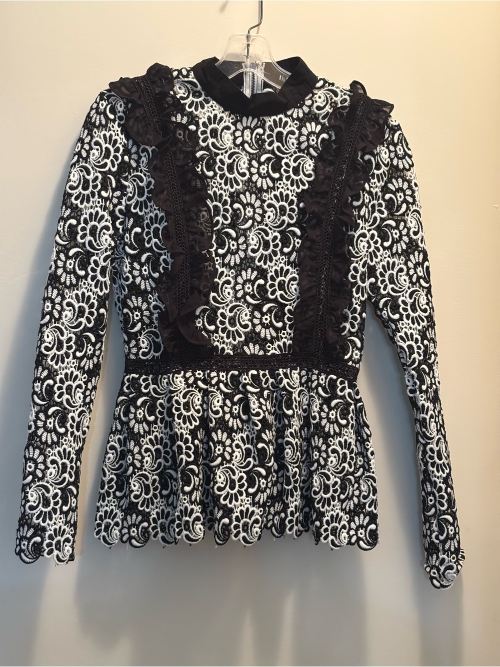 NWT INA B/W Long Sleeve Blouse